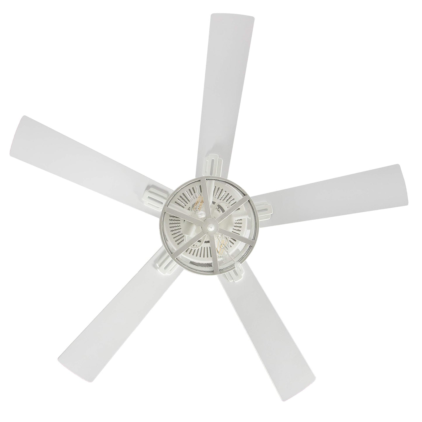 RIVER OF GOODS Alabaster LED Mesh Caged Ceiling Fan - 52" L X 52" W - White/Oak Wood-Grain Blades