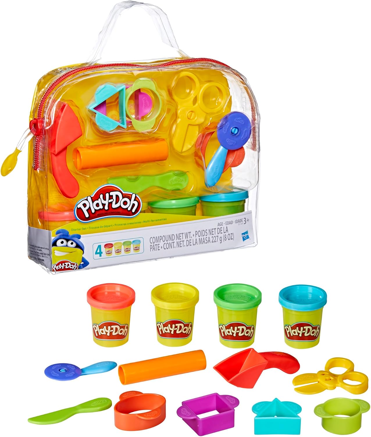 Play-Doh Starter Set 9-Piece Kit with Storage Tote & 4 Modeling Compound Cans, Ages 3+, Presentation May Vary