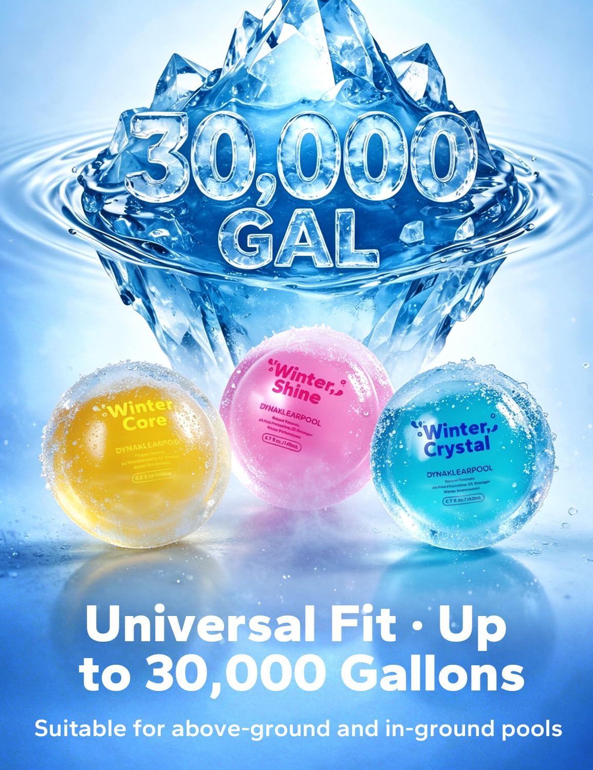 3-in-1 Pool Winterizing Kit – Pre-Measured Winter Closing Balls for Above Ground & Inground Pools | Spring Opening Made Easy | Treats Up to 30,000 Gallons