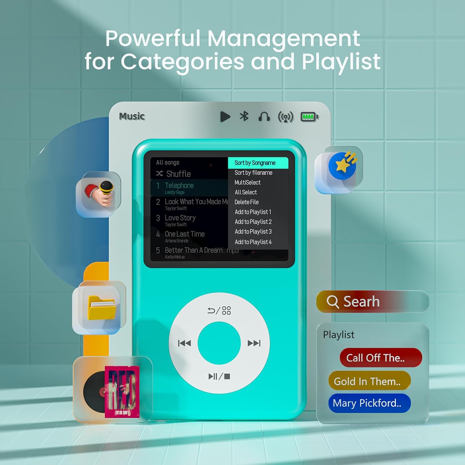 MP3 Player with Bluetooth Y1 64GB Video EBOOK Green