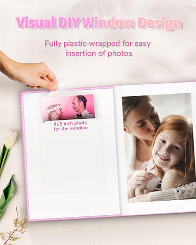 Artfeel Photo Album 4x6 with 100 Pockets,Slip-in Picture Albums,Linen Cover Memory Book with Front Window,White Page Vertical Photo Book for Wedding,Family,Anniversare,Baby,Vacation