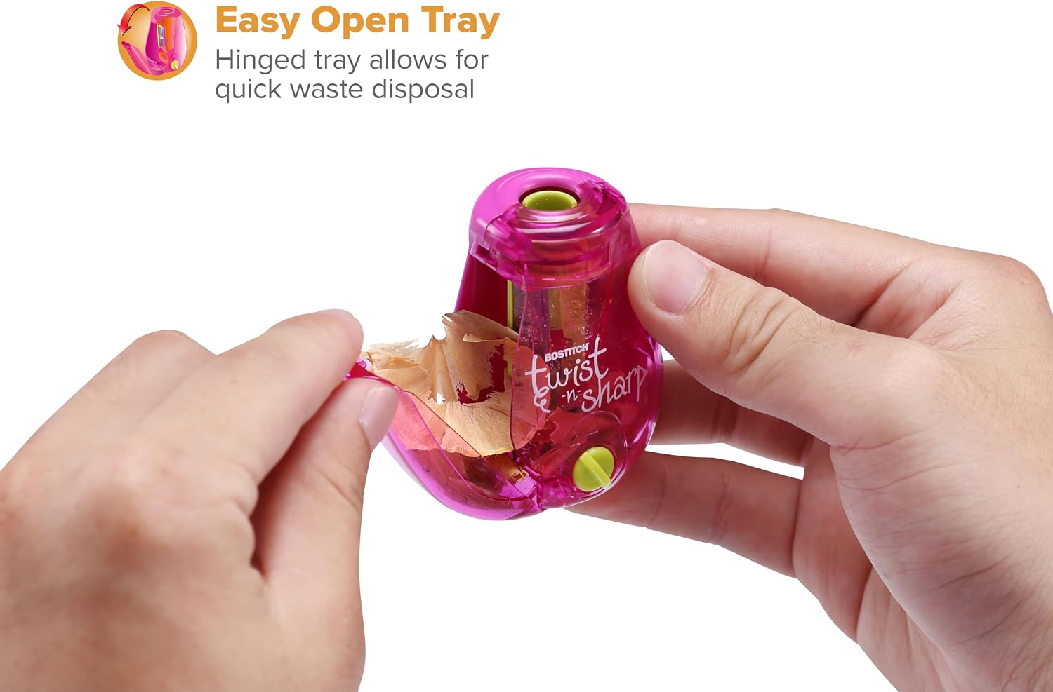 Bostitch Twist-n-Sharp Handheld Pencil Sharpener for Kids, Pink