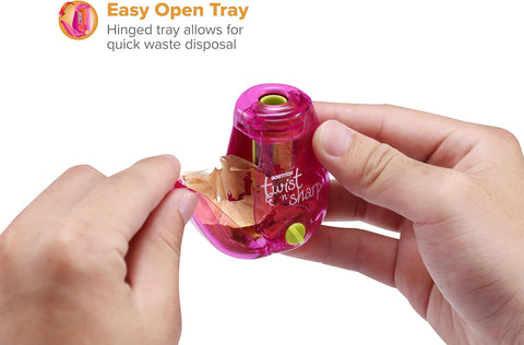Bostitch Twist-n-Sharp Handheld Pencil Sharpener for Kids, Pink