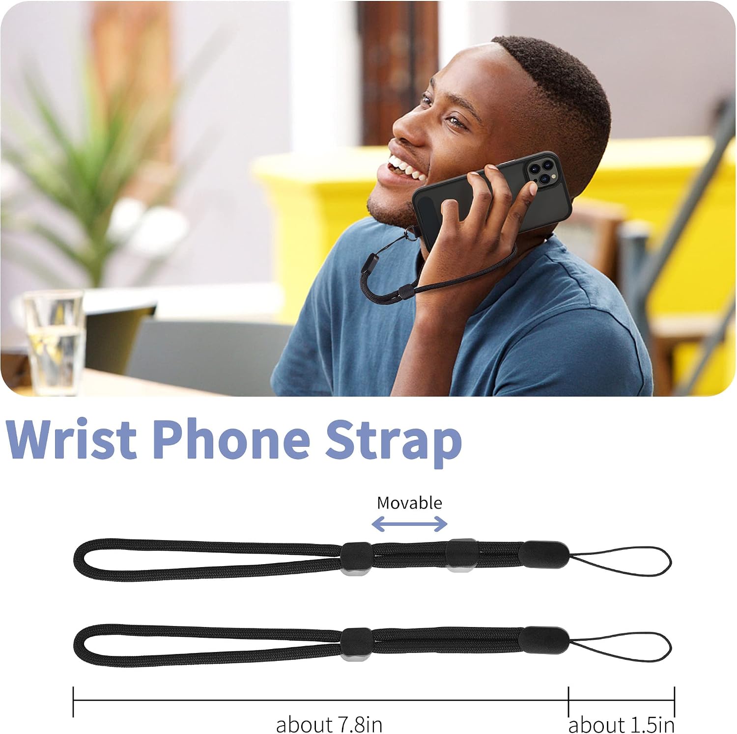 CACOE Cell Phone Lanyard, Black, 2 Pcs