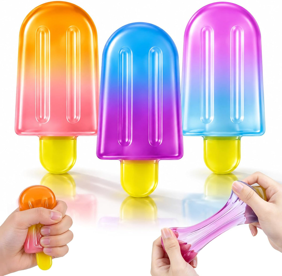3 Pack Ice Cream Bar Slow Rising Squishy Toys, Cute Food Popsicle Sensory Fidget Squishies for Kids Party Favors Stress Relief Gift