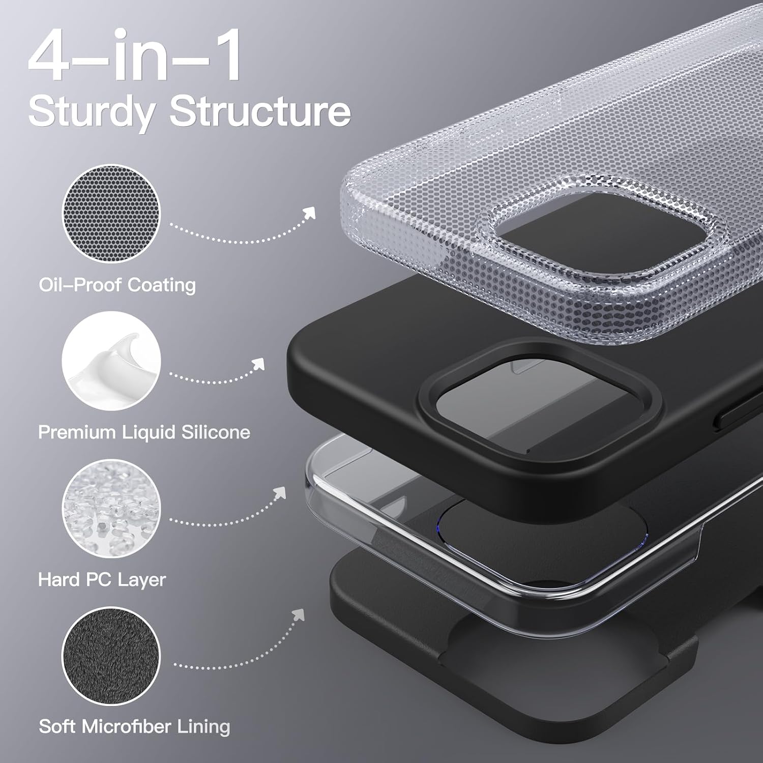JETech Silicone Case for iPhone 15 Pro Max, Black