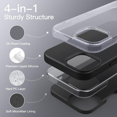 JETech Silicone Case for iPhone 15 Pro Max, Black