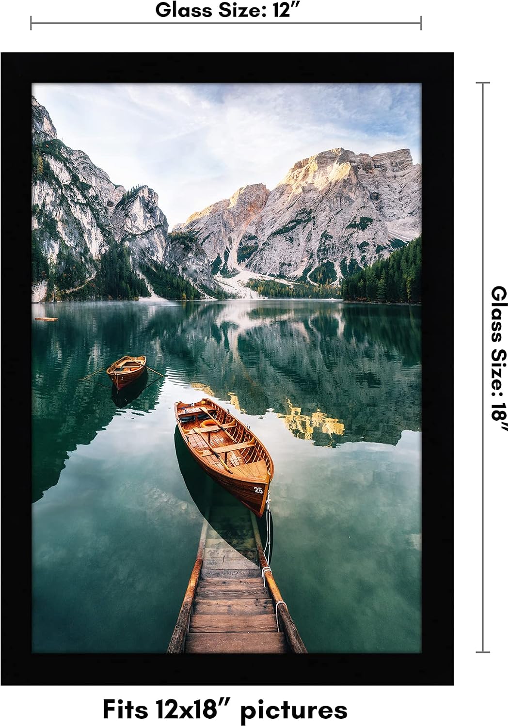 Americanflat 12x18 Poster Frame with Shatter-Resistant Glass - Signature Collection - Gallery-Style Frames Made of Engineered Wood - Photo Frame for Wall Display - Black