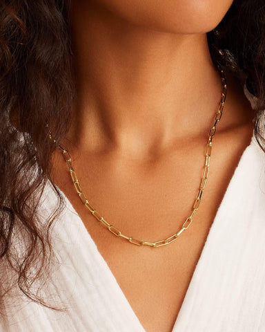 gorjana - Parker Necklace 18" - 18k Silver or Gold Plated - Adjustable Paperclip Link Chain - Chunky Clasp - Ideal Gift Packaging