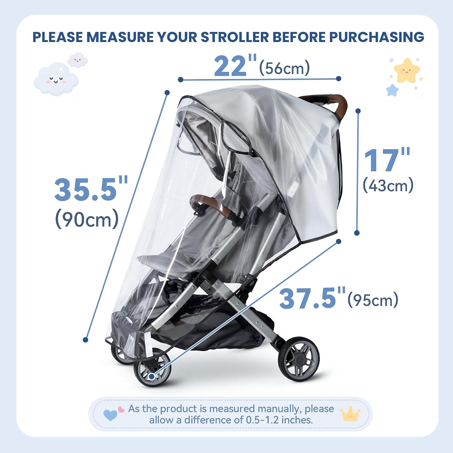Clear Stroller Rain Cover, Universal EVA Weather Shield with Side Air Vents