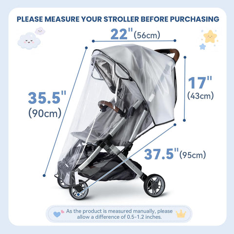 Clear Stroller Rain Cover, Universal EVA Weather Shield with Side Air Vents
