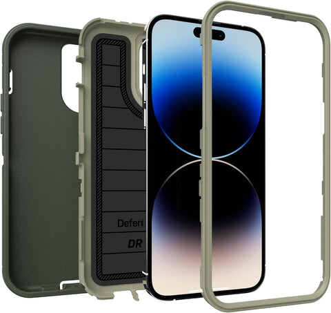 OtterBox iPhone 14 Pro Max (Only) - Defender Series Screenless Edition Case - Lichen the Trek (Green) - Case Only - Microbial Defense Protection - Non-Retail Packaging