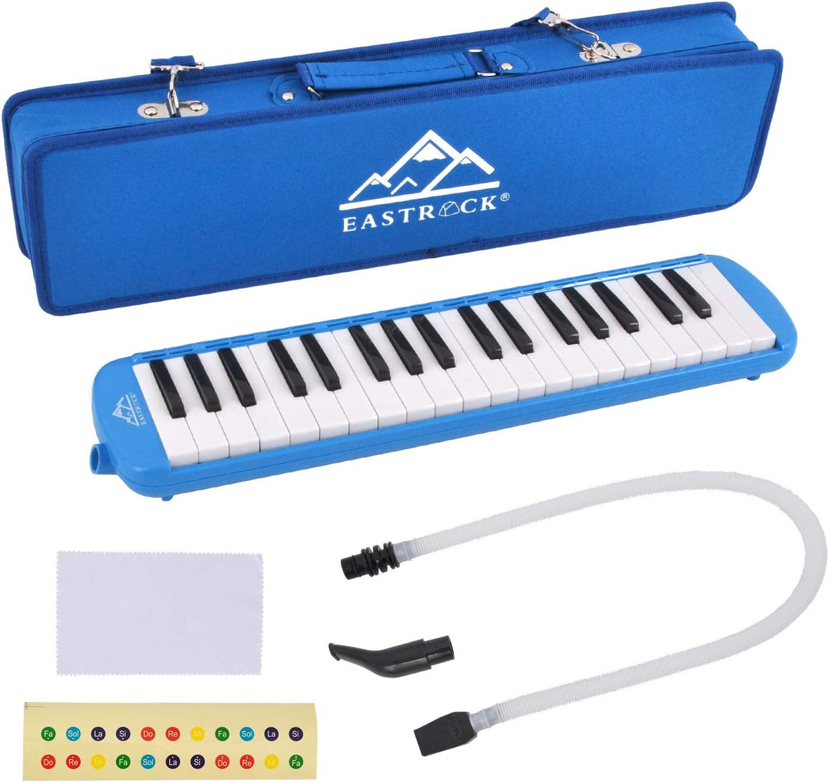 EastRock 37 Key Blue Melodica Keyboard Soprano Piano Instrument with Case