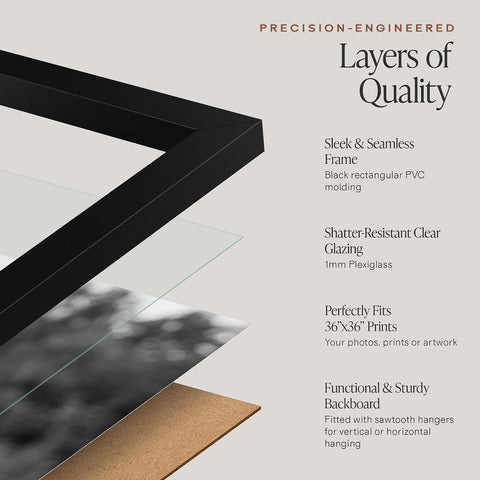 Americanflat 36x36 Poster Frame - Slim Molding - Black