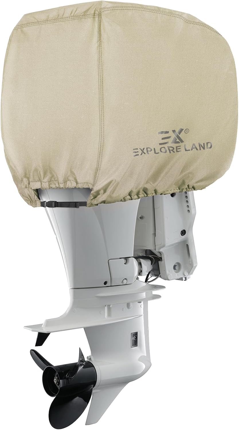 Explore Land Waterproof 600D Outboard Motor Cover 50-115 HP, Tan
