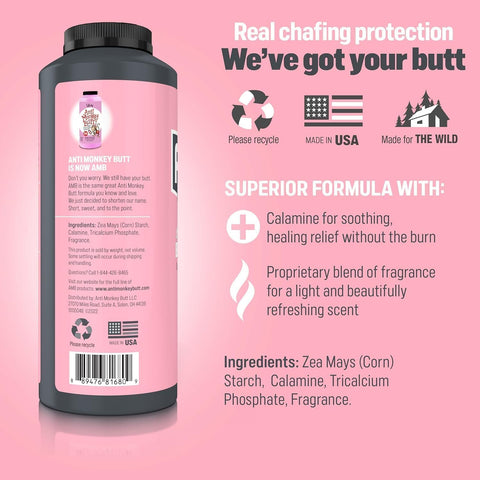 Anti Monkey Butt Body Powder for Women, Talc-Free, 8 oz