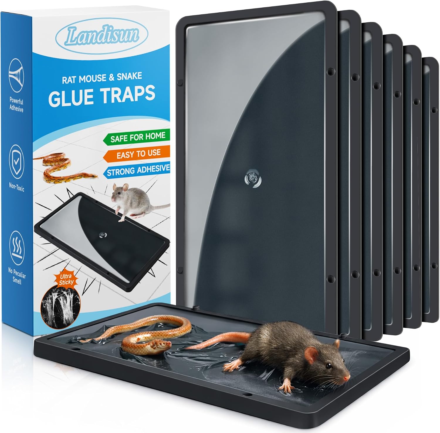 Landisun Mouse Rat Glue Large Traps for Snake Spider Pest Control 6pack