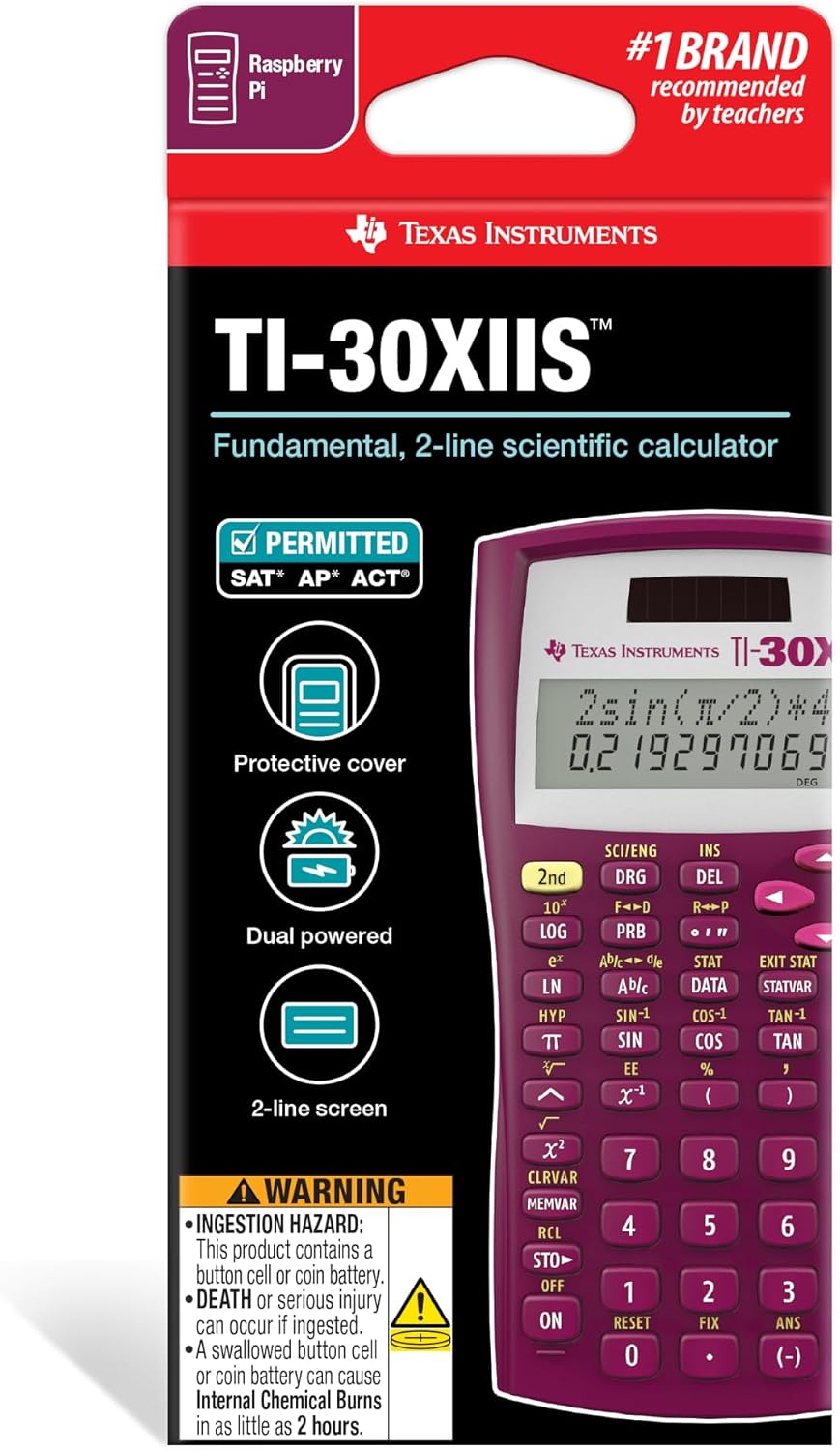 Texas Instruments TI-30XIIS Scientific Calculator, Raspberry Small