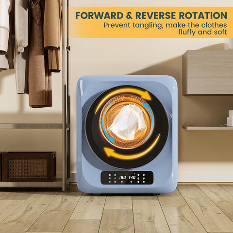 Zynkez 12Lbs Portable Clothes Dryer, 850W Compact Laundry Dryer with Boot Dryer, 6 Drying Modes, Electric Dryer with LED Control for Apartments, Home, Dorms, RVs, Blue