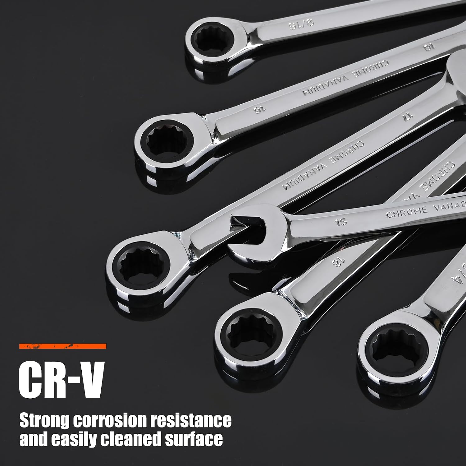 Egofine 3/4 ratchet wrench and 7/16 wrench, SAE Ratcheting Wrench Set, Industrial Grade Gear Spanner with 12-Point Design, 72-Tooth Ratchet, Chrome Vanadium Steel