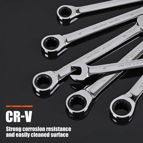 Egofine 3/4 ratchet wrench and 7/16 wrench, SAE Ratcheting Wrench Set, Industrial Grade Gear Spanner with 12-Point Design, 72-Tooth Ratchet, Chrome Vanadium Steel