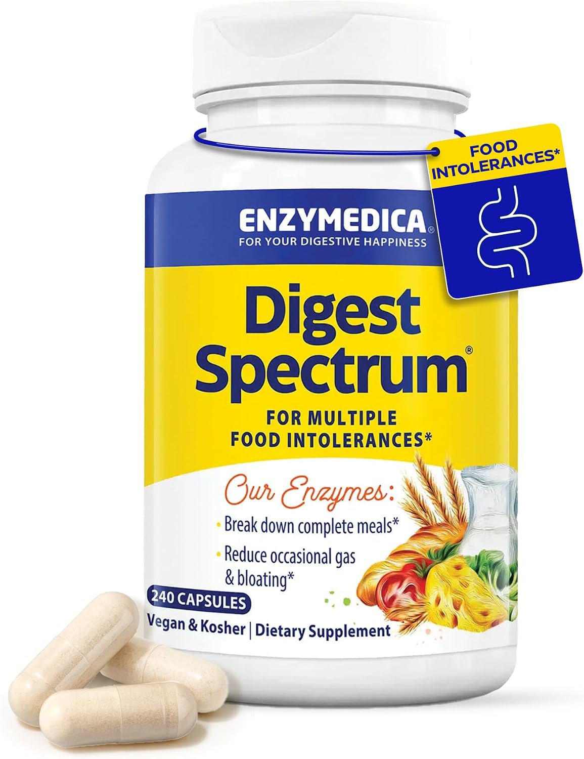 Enzymedica Digest Spectrum - Helps Gas & Bloating - 240 Capsules