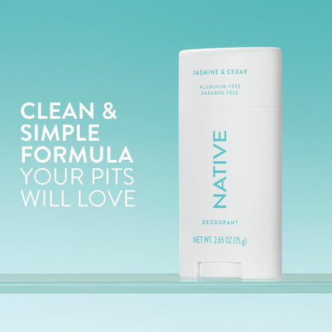 Native Deodorant Contains Naturally Derived Ingredients, 72 Hour Odor Control, Deodorant for Women and Men, Aluminum Free, Jasmine & Cedar 2.65oz