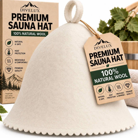 Premium Sauna Hat – 100% Natural Wool, Handmade Sauna Headwear for Men and Women – Eco-Friendly, Breathable