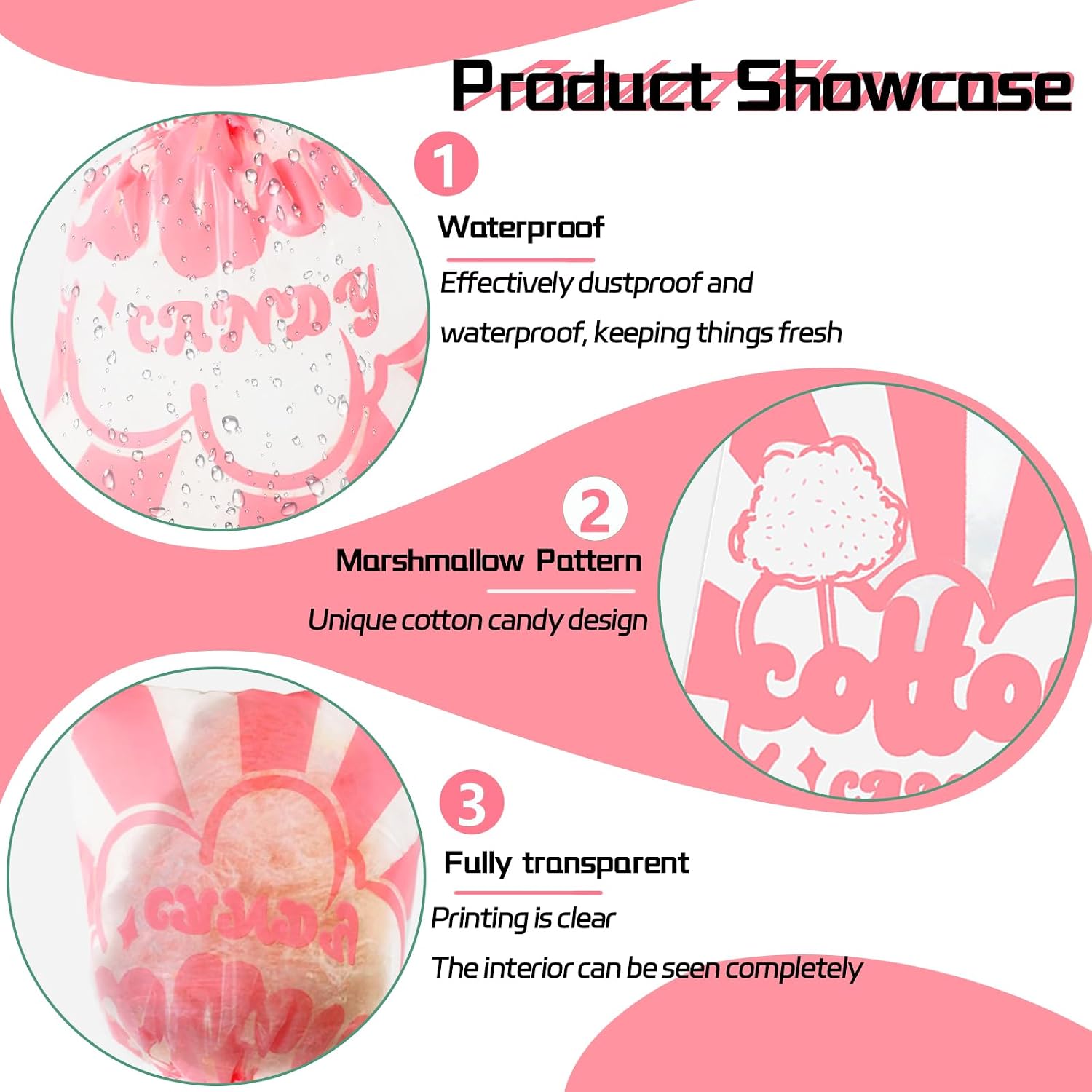 25 Pcs Cotton Candy Bags with Ties, 11.5 x 18.5 Inches