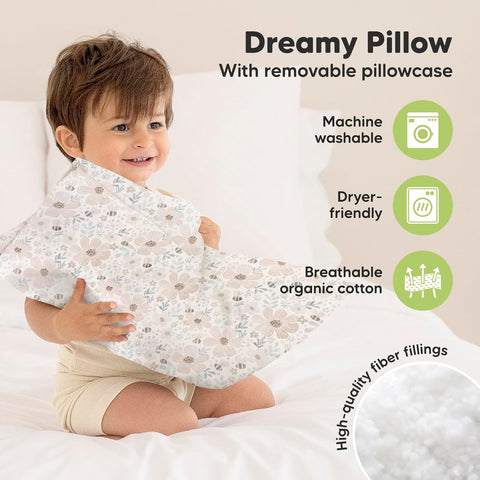Toddler Pillow with Pillowcase, 13x18 My Little Dreamy Pillow (Flora Vale)
