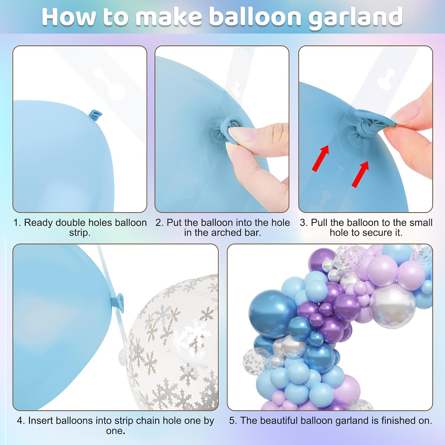 Amandir 153pcs Blue Purple Balloon Garland Arch Kit Different Sizes