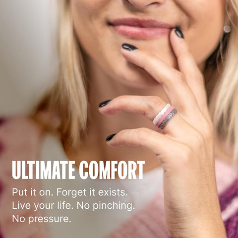 Groove Life Stackable Ring Set for Women, Breathable Silicone Wedding Bands