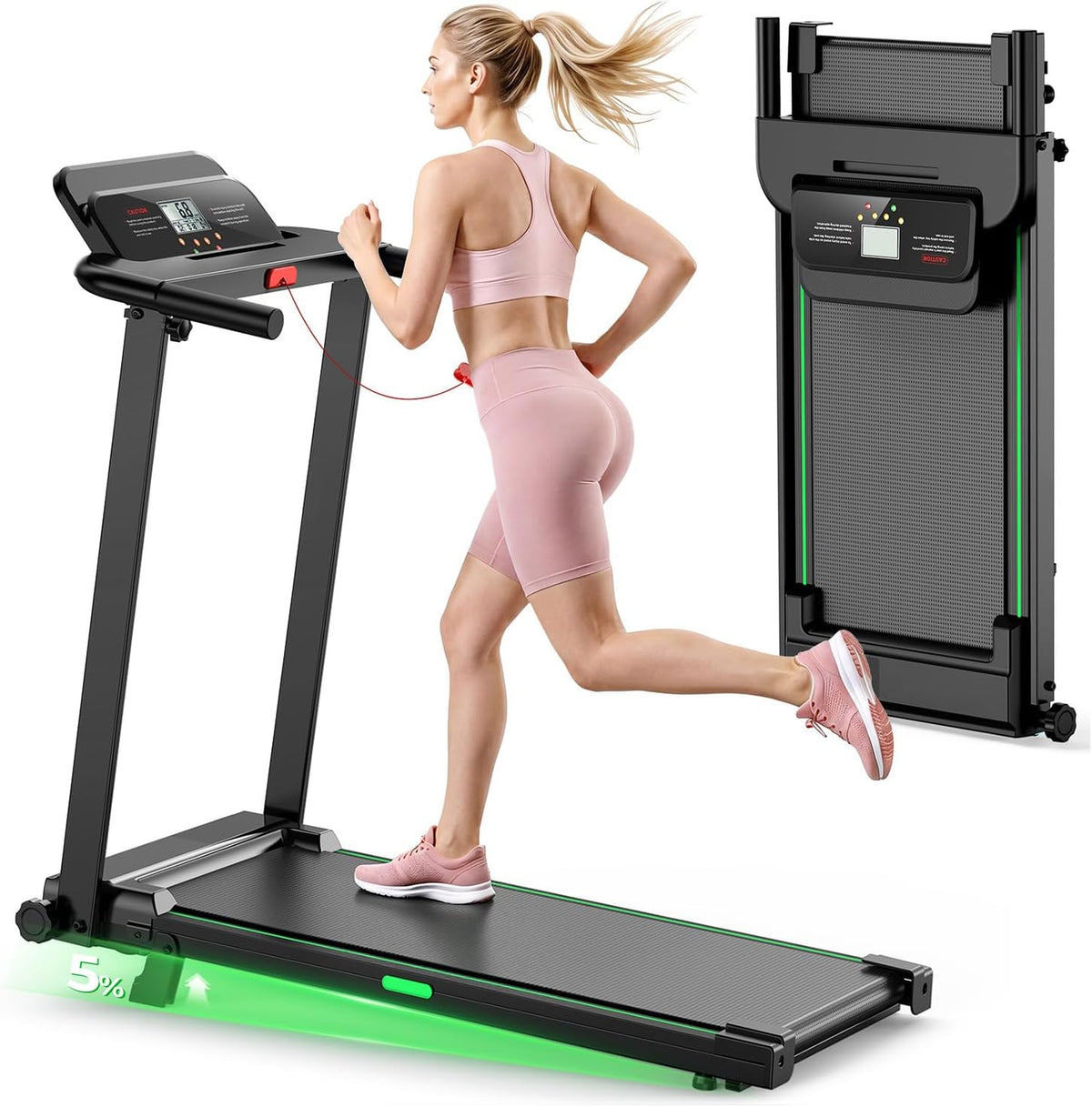 Treadmills for Home, Walking Pad with Incline, Caminadoras para Hacer Ejercicio, 0.6-6.2 MPH Portable Foldable Under Desk Caminadora, Eléctrica Casa Tredmill, Folding Compact Running Machine