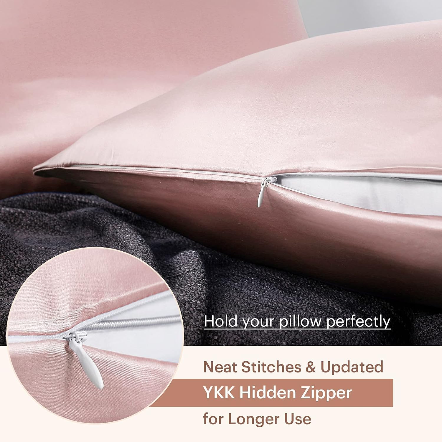 LILYSILK Silk Pillowcase for Hair and Skin Standard-100% Mulberry Silk 19 Momme Both Sides Silk Bed Pillow Cover with Hidden Zipper, 1 Pc (Standard Size 20''x26'', Rosy Pink)