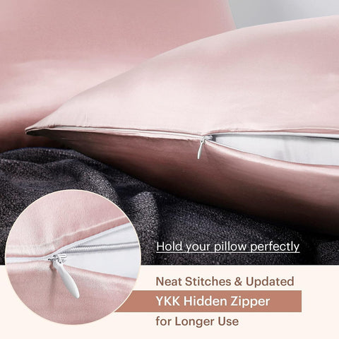 LILYSILK Silk Pillowcase for Hair and Skin Standard-100% Mulberry Silk 19 Momme Both Sides Silk Bed Pillow Cover with Hidden Zipper, 1 Pc (Standard Size 20''x26'', Rosy Pink)