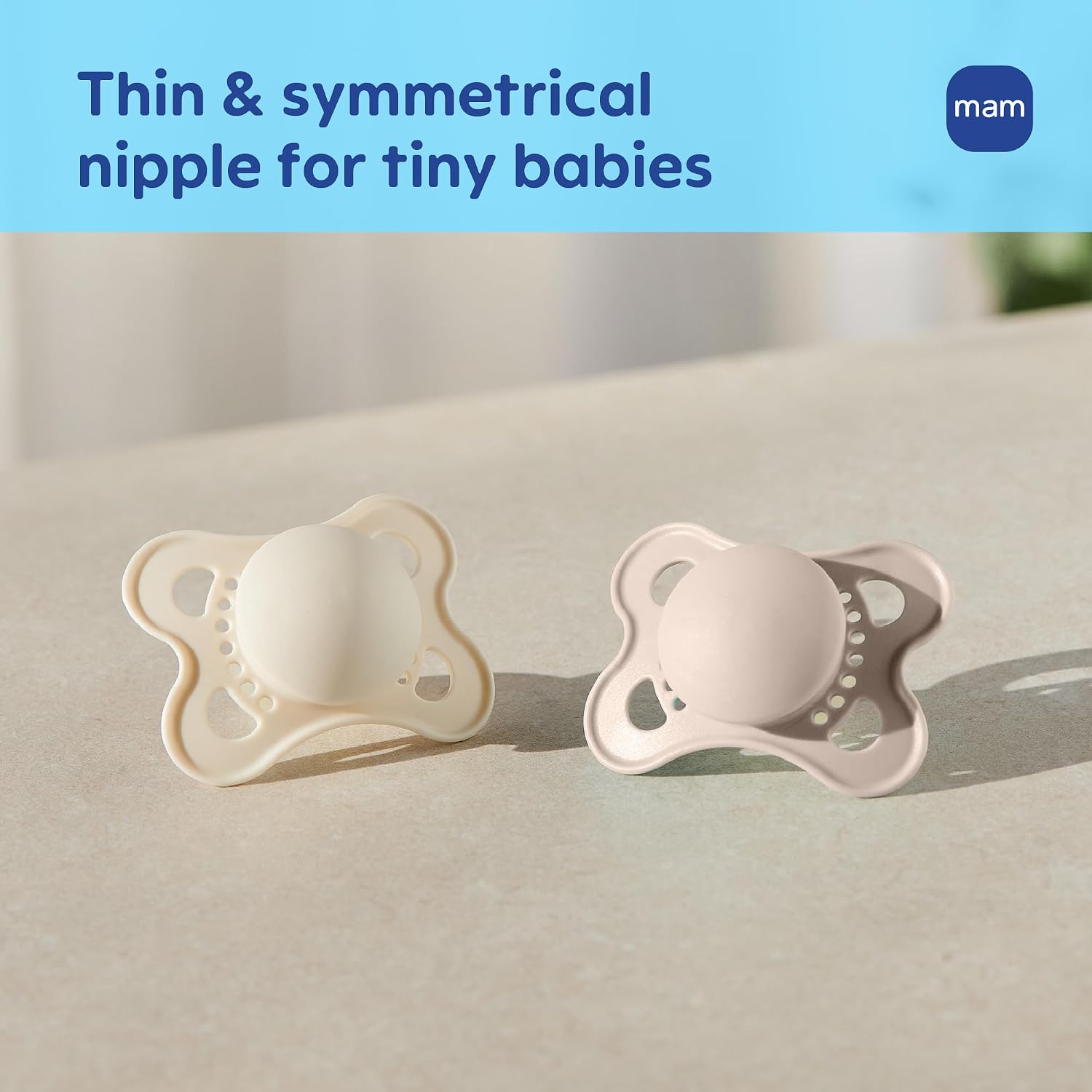 MAM Original Baby Pacifier 0-6 Mths, Skin Soft Silicone Nipple, 4 Pack