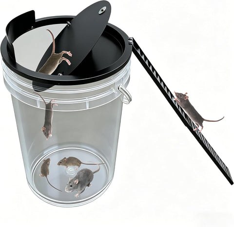 Bucket Lid Mouse Trap Metal 5 Gallon Bucket lid,Strong Metal Material that Cannot be Bitten, auto Reset, (1pack) (Black)