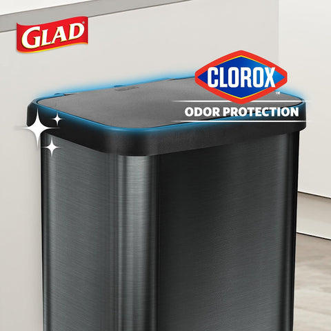 Glad Stainless Steel Trash Can with Clorox Odor Protection, 20 Gal, Pewter