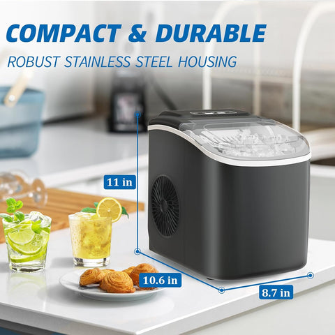 26LBS Per Day Portable Countertop Ice Maker, Self-Cleaning