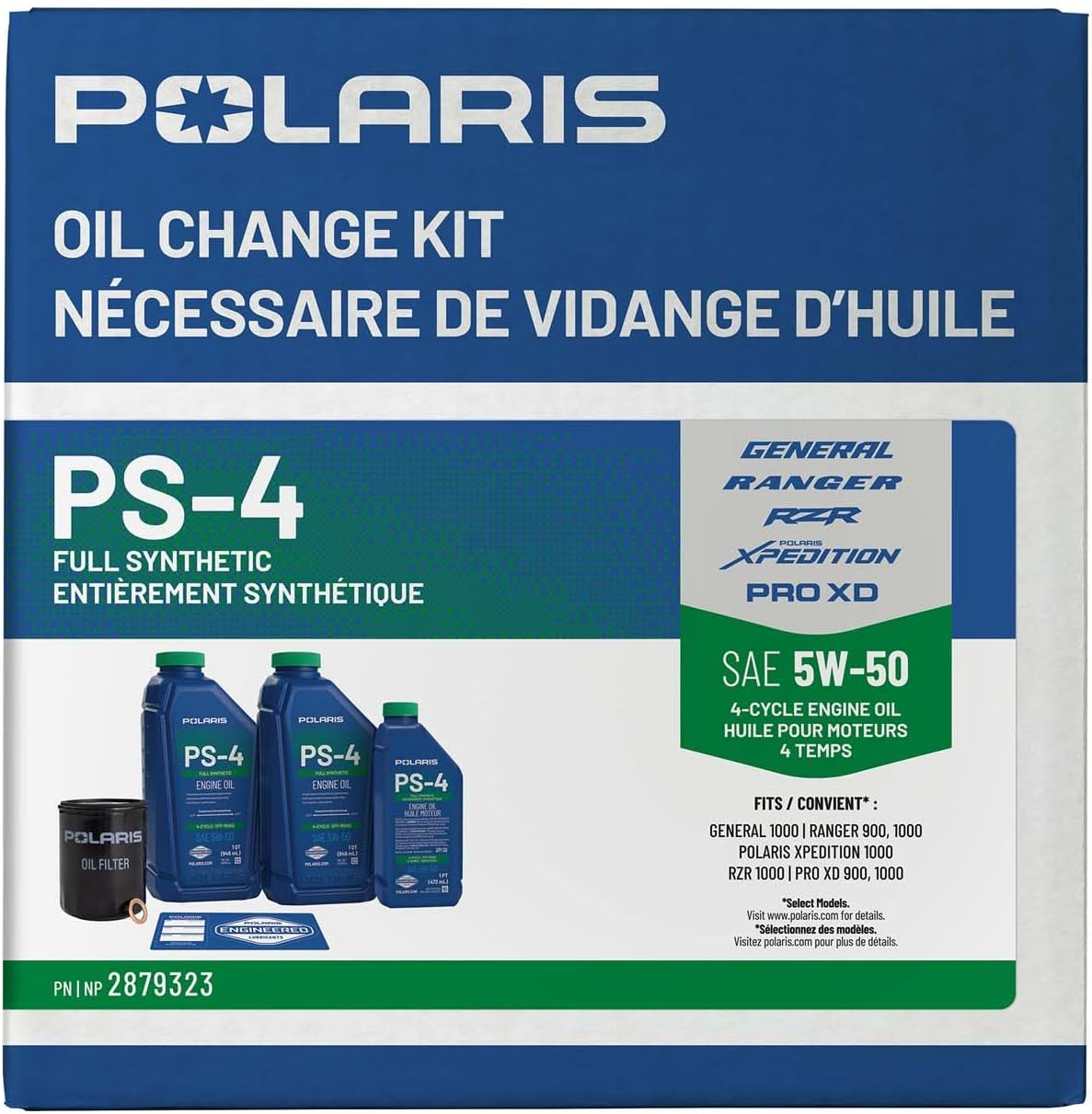 Polaris Full Synthetic Oil Change Kit for RANGER, GENERAL, RZR - 2879323