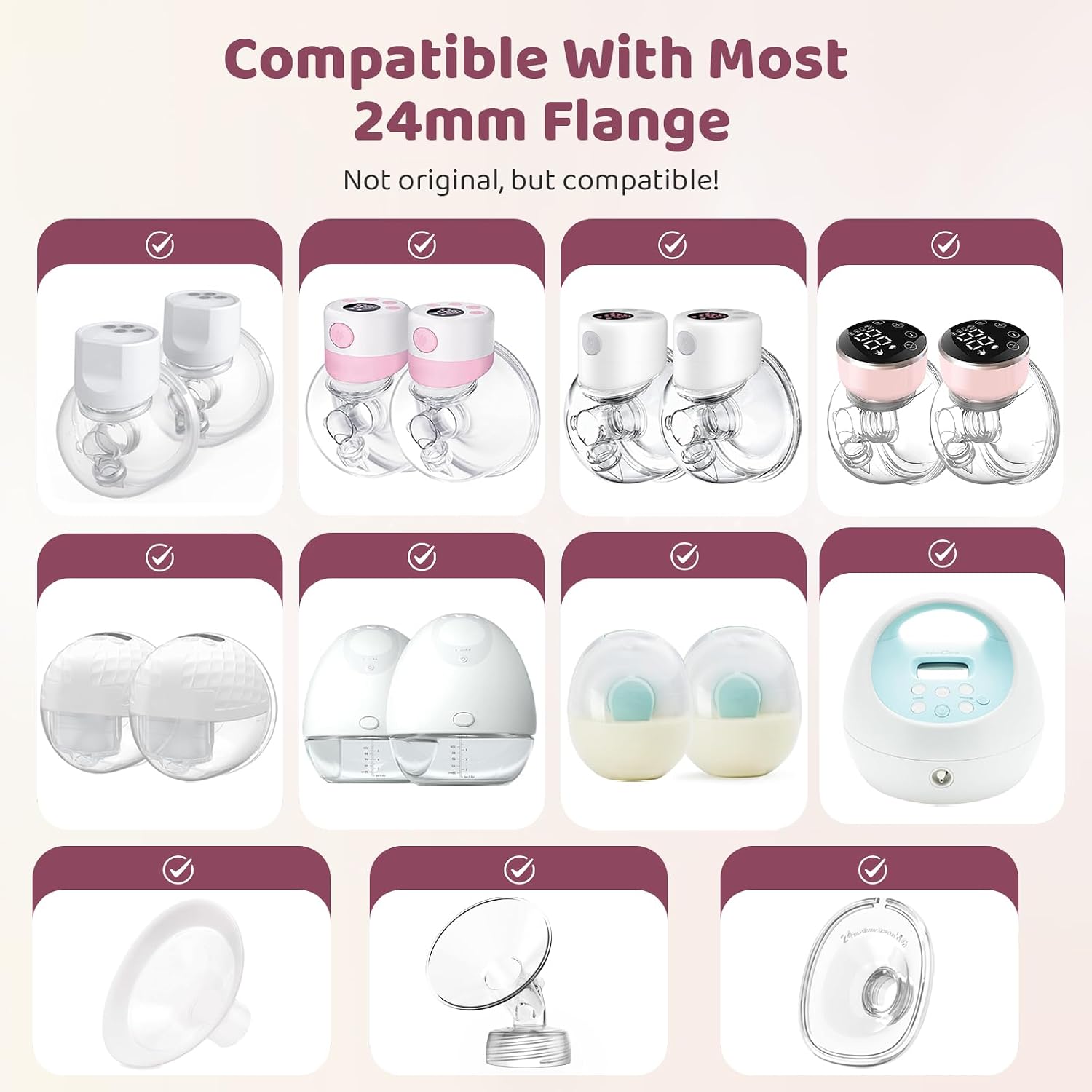 Nursi Luna Flange Sizing Kit for 24mm Breast Pumps, 10PCS