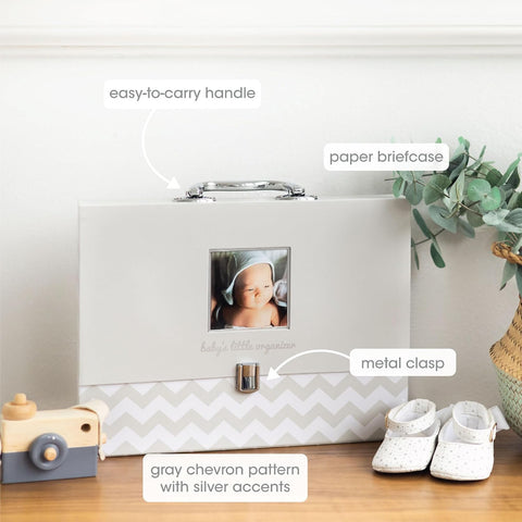Pearhead Baby Briefcase and Document Organizer, Grey Chevron