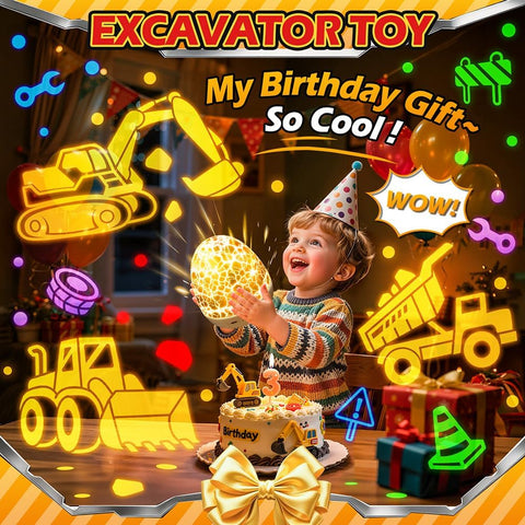 Truck Toy for Boys,6 Films+15 Sounds Construction Excavator Light Projector