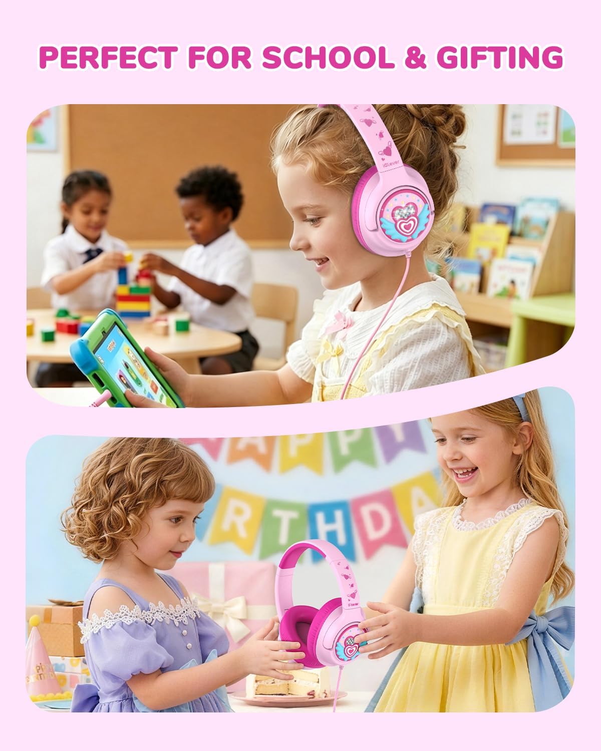 iClever C371 Kids Headphones with Cord for School Boys Girls Travel Gift