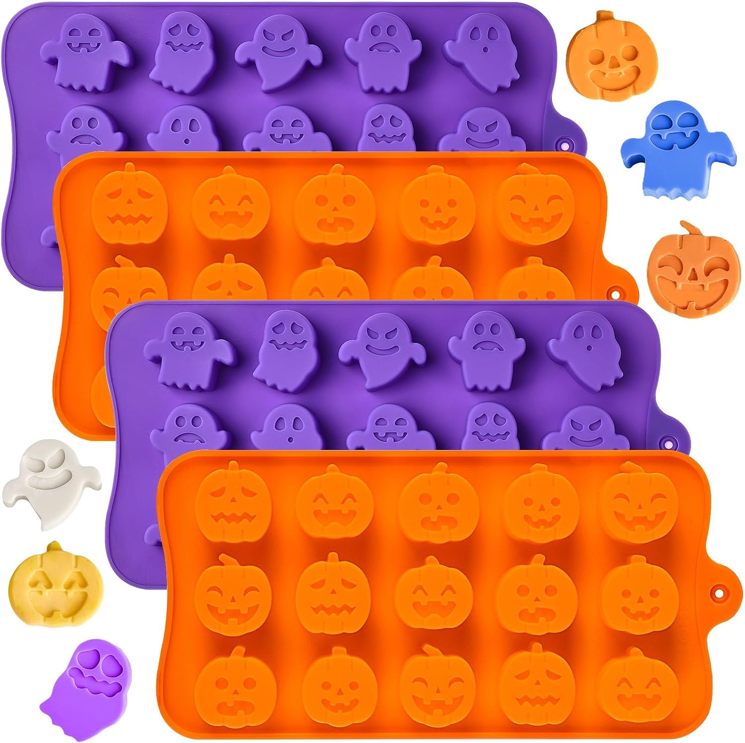JOERSH Halloween Chocolate Silicone Molds, 60 Cavities, 4Pcs