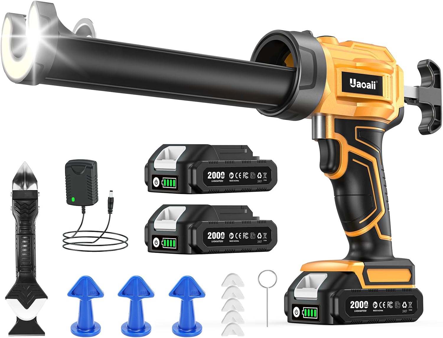 Electric Caulking Gun, Cordless Caulk Gun with 2x 2.0Ah Batteries