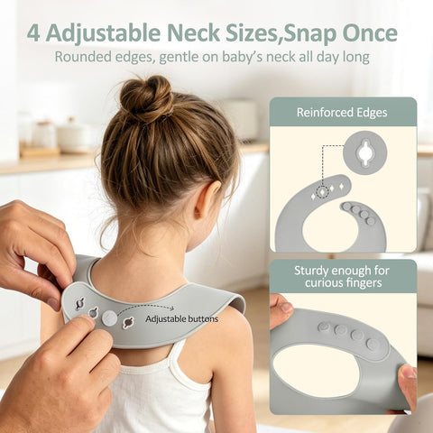 Eascrozn Silicone Bibs for Babies Toddler Set of 3, BPA Free
