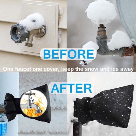 Outdoor Faucet Covers for Winter, Actgan 8.3"H x 6"W Thickened Outside Garden Faucet Socks for Freeze Protection, Reusable Insulated Faucet Covers, 2 Pack, Black