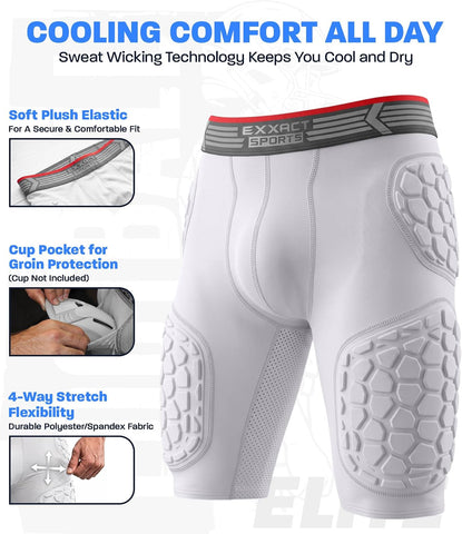 Exxact Sports Elite 5-Pad Adult Football Girdle for Men with Cup Pocket