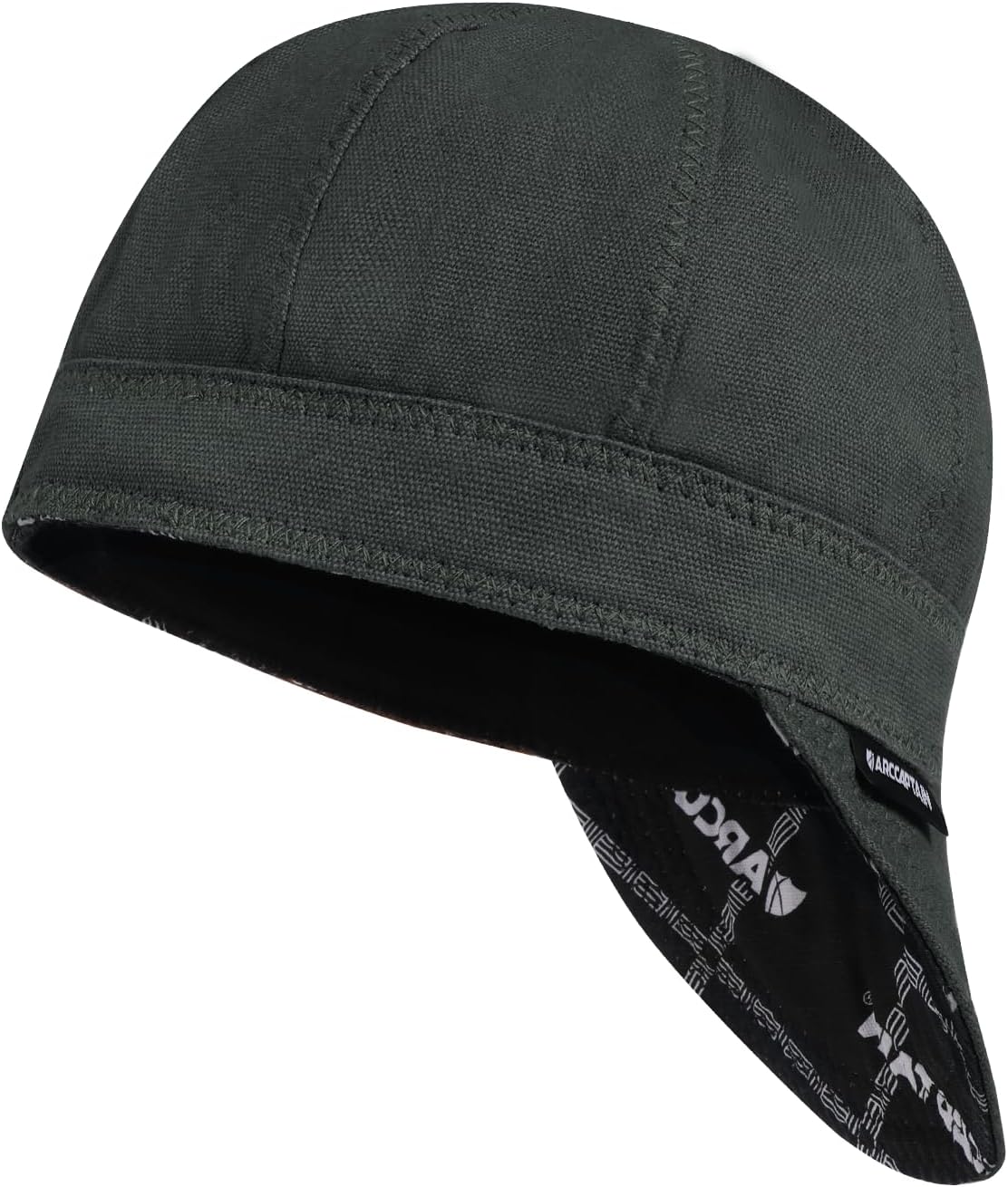 ARCCAPTAIN Reversible Welding Cap, 8-Panel FR Welders Cap, Army, 7 5/8
